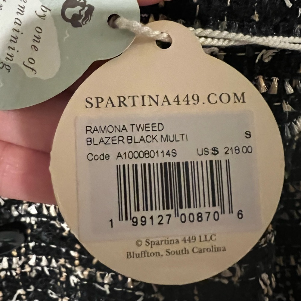 NWT Spartina 449 Women's Ramona Tweed Blazer Black Multi Size S - Picture 10 of 13